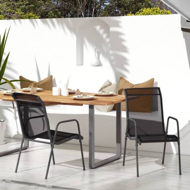 Berkfield Home Garden Chairs 2 pcs Steel & Textilene Black - image 1