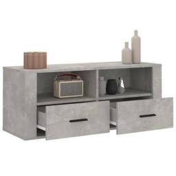 Berkfield Home TV Cabinet Concrete Grey 100x35x40 cm Engineered Wood - Size: 100 x 35 x 40 cm - thumbnail 5