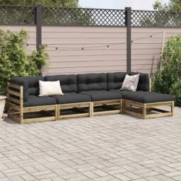 Berkfield Home 5 Piece Garden Sofa Set Impregnated Wood Pine in Brown - thumbnail 3