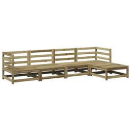 Berkfield Home 5 Piece Garden Sofa Set Impregnated Wood Pine in Brown - thumbnail 1