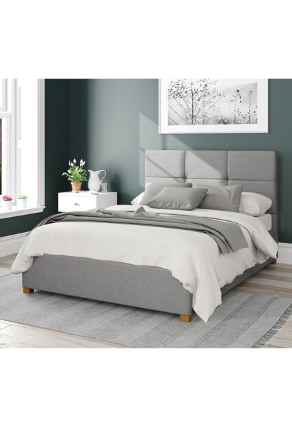 Aspire Caine Upholstered Ottoman Storage Bed, Eire Linen Fabric in Grey - Size: King - image 1