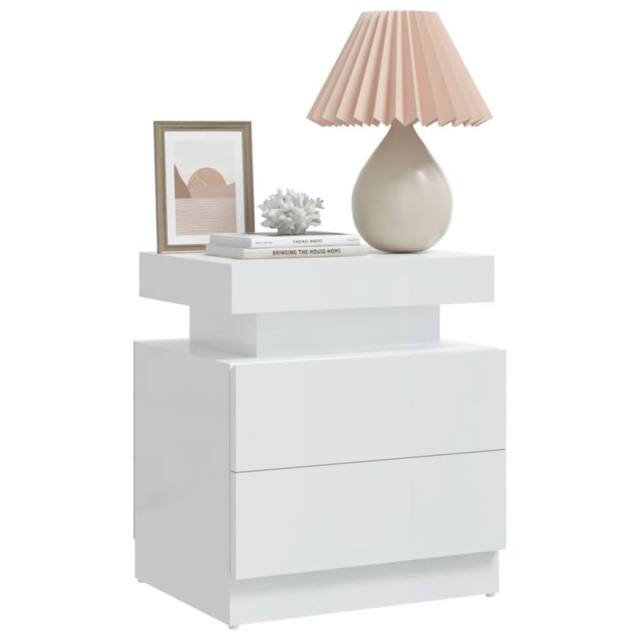 Berkfield Home Stylish Bedside Cabinet High Gloss White 45x35x52 cm Engineered Wood - Size: 45 x 35 x 52 cm - image 1