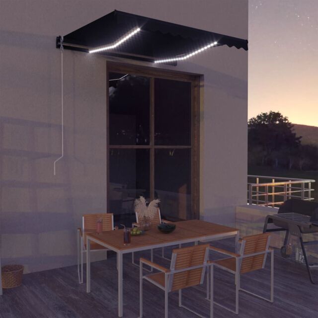 Berkfield Home Manual Retractable Awning with LED 300x250 cm Anthracite in Black - image 1