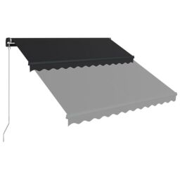Berkfield Home Manual Retractable Awning with LED 300x250 cm Anthracite in Black - thumbnail 4