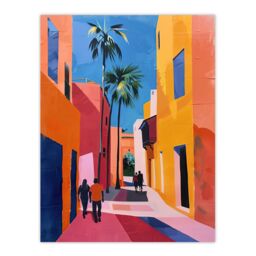 "Artery8 Vibrant Casablanca Street African Architecture Wall Art Print - Size: W18"" x H24""" - thumbnail 1