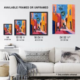 "Artery8 Vibrant Casablanca Street African Architecture Wall Art Print - Size: W18"" x H24""" - thumbnail 3