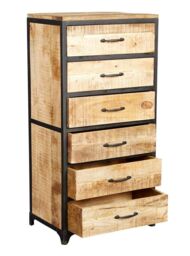 IH Design Franciscan Upcycled Industrial Vintage Mintis Tall Chest of Drawers in Brown - thumbnail 3