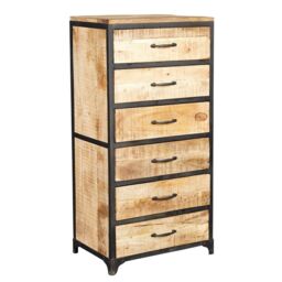 IH Design Franciscan Upcycled Industrial Vintage Mintis Tall Chest of Drawers in Brown - thumbnail 1