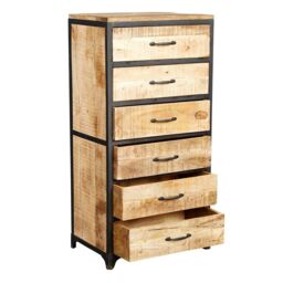 IH Design Franciscan Upcycled Industrial Vintage Mintis Tall Chest of Drawers in Brown - thumbnail 5