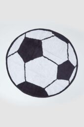 Homescapes Cotton Tufted Football Children Rug in White - Size: 120 cm diameter - thumbnail 1