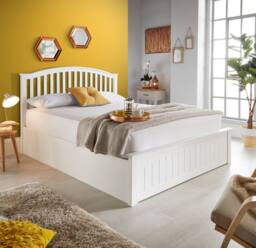 Bedmaster Grayson Wooden Ottoman Storage Bed & 2000 Pocket Sprung Mattress in White - Size: Double - thumbnail 2