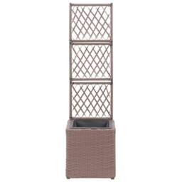 Berkfield Home Trellis Raised Bed with 1 Pot 30x30x107 cm Poly Rattan Brown - Size: 30 x 30 x 107 cm - thumbnail 2
