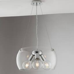 Netlighting EQUATORE 3 Light Cylindrical Pendant Ceiling Light Transparent 40x20cm in Clear - Size: 40x20 cm - thumbnail 1