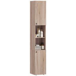 HOMCOM 182 cm Tall Bathroom Cabinet with Adjustable Shelves, Natural - thumbnail 2
