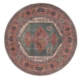 Kukoon Terracotta Distressed Bordered Medallion Non Slip WashableLow Pile Rug - Size: 60 cm x 110 cm - thumbnail 6