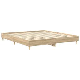 Berkfield Home Durable Bed Frame No Mattress Sonoma Oak 200x200 cm Engineered Wood in Brown - thumbnail 4