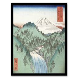 Artery8 The Mountains Of Izu Province Japanese Framed Wall Art Print Hiroshige in Green - Size: A4 - thumbnail 1