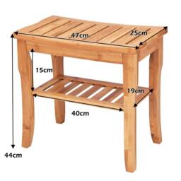Kelvenix Bamboo Shower Bench Seat with Storage Shelf in Natural - thumbnail 2