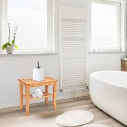 Kelvenix Bamboo Shower Bench Seat with Storage Shelf in Natural - thumbnail 3