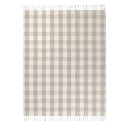 Yard Chesil Check Tasselled 100% Cotton Throw in Natural - Size: 130 cm x 170 cm - thumbnail 5