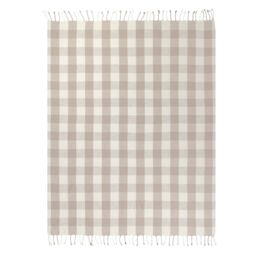 Yard Chesil Check Tasselled 100% Cotton Throw in Natural - Size: 130 cm x 170 cm - thumbnail 2