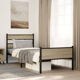 Berkfield Home Bed Frame without Mattress Sonoma Oak 90x200 cm Engineered Wood in Brown - thumbnail 2