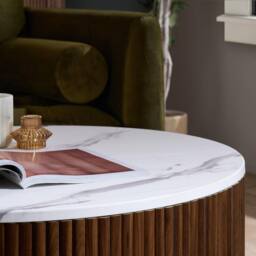 Birlea Kagu Coffee Table Fluted Ribbed Walnut & Marble effect in Brown - Size: 1 Pack - thumbnail 5