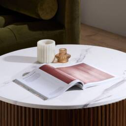 Birlea Kagu Coffee Table Fluted Ribbed Walnut & Marble effect in Brown - Size: 1 Pack - thumbnail 4