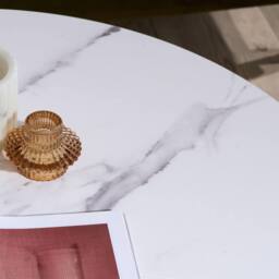 Birlea Kagu Coffee Table Fluted Ribbed Walnut & Marble effect in Brown - Size: 1 Pack - thumbnail 3