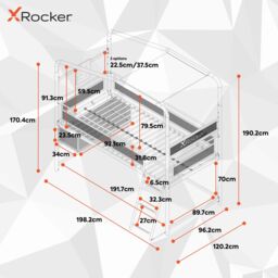 "X Rocker Contra Mid Sleeper Bunk Bed with 32"" TV Mount, Storage & Mattress in Black - Size: Single" - thumbnail 6