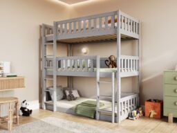 Flair Bea Triple High Bunk Bed in Grey - Size: Single