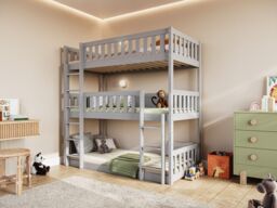 Flair Bea Triple High Bunk Bed in Grey - Size: Single - thumbnail 2