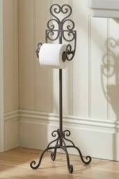 Dibor Vintage Style Cast Iron Toilet Roll Holder Ornate Scrolled Antique Brown Freestanding Toilet Paper Dispenser Tissue Stand