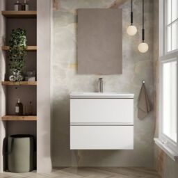 Banyetti Vatilla 700mm Wall Hung Vanity Unit with Athena Basin - Gloss White - thumbnail 1