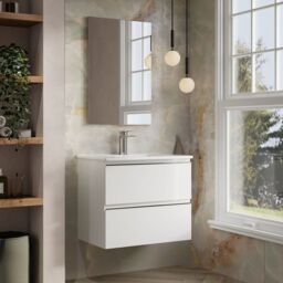 Banyetti Vatilla 700mm Wall Hung Vanity Unit with Athena Basin - Gloss White - thumbnail 2