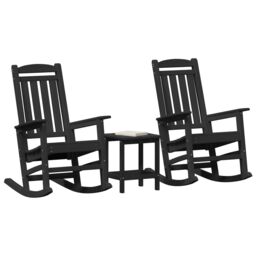 Berkfield Home 3 Piece Garden Lounge Set Black HDPE - thumbnail 3