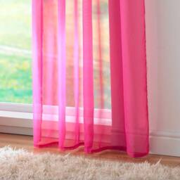 Luxury Living Voile Tab Top Curtain Pair with Crystal Tie Backs Sheer Window Panels in Cerise - Size: 145 cm width x 122 cm drop - thumbnail 4