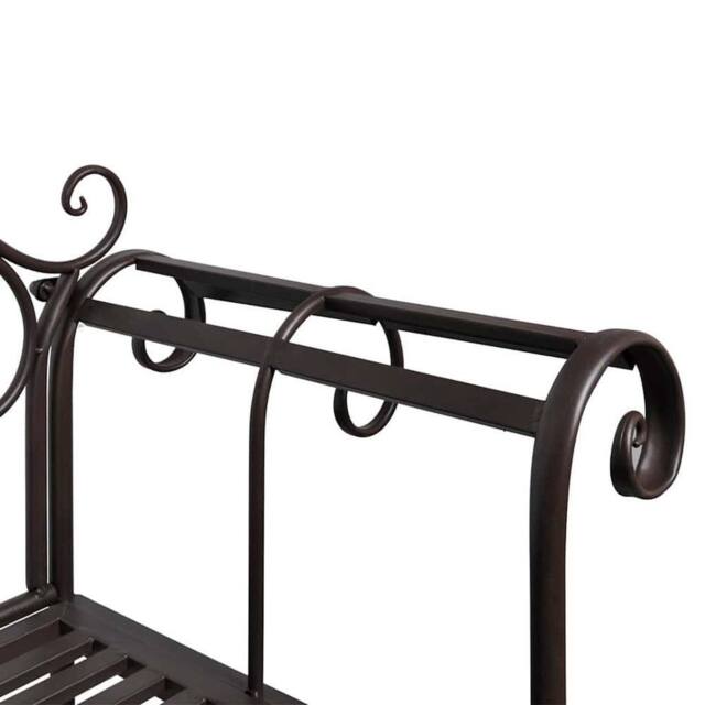 Berkfield Home Elegant Garden Bench 132 cm Steel Antique Brown - image 1
