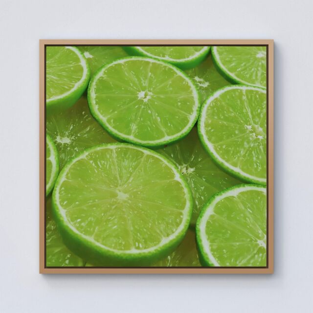 Warren Reed - Designer Fresh Limes Framed Canvas in Light Brown - Size: w40 inch x h40 inch - image 1