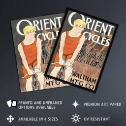 "Artery8 Vintage Bicycle Advert Cycles Vintage Wall Art Print Penfield in Orange - Size: W12"" x H16""" - thumbnail 2
