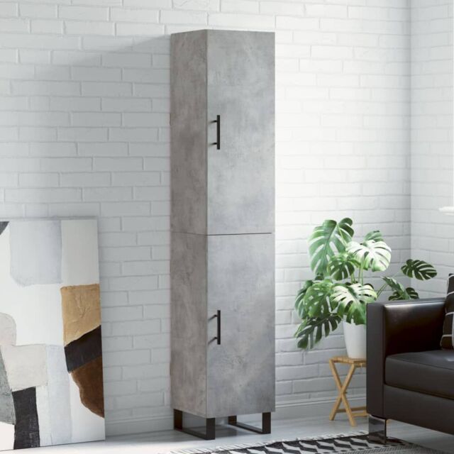 Berkfield Home Highboard Concrete Grey 34.5x34x180 cm Engineered Wood - image 1