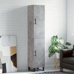 Berkfield Home Highboard Concrete Grey 34.5x34x180 cm Engineered Wood - thumbnail 1