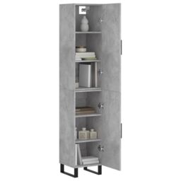 Berkfield Home Highboard Concrete Grey 34.5x34x180 cm Engineered Wood - thumbnail 3