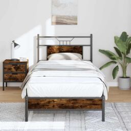 Berkfield Home Bed Frame without Mattress Smoked Oak 90x200 cm Engineered Wood in Brown - thumbnail 1
