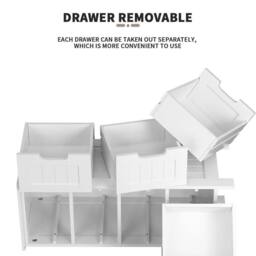 KORVIXA 4 Drawer Storage Cabinet Wooden Bathroom Cabinet in White - Size: W600mm x H600mm - thumbnail 3