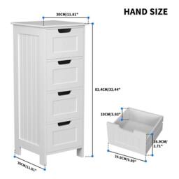 KORVIXA 4 Drawer Storage Cabinet Wooden Bathroom Cabinet in White - Size: W600mm x H600mm - thumbnail 2