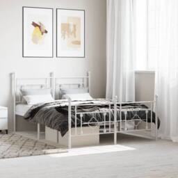 Berkfield Home Metal Bed Frame without Mattress with Footboard White 140x200cm - Size: 140x200 cm - thumbnail 2