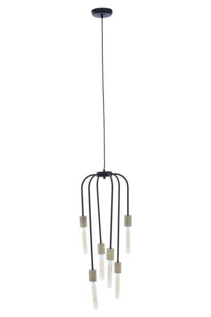 Orsina 6 Bulb Black Pendant Light, Hanging Light With Six Suspended Bulbs, Overhead Lighting For Modern Interiors - image 1