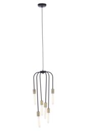 Orsina 6 Bulb Black Pendant Light, Hanging Light With Six Suspended Bulbs, Overhead Lighting For Modern Interiors - thumbnail 2