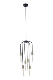 Orsina 6 Bulb Black Pendant Light, Hanging Light With Six Suspended Bulbs, Overhead Lighting For Modern Interiors - thumbnail 3